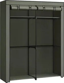 SONGMICS RYG002C02 Гардероб, шафа з 2 штангами для одягу, тканинна шафа, вішалка для одягу, складна, для гардеробної, спальні, 43