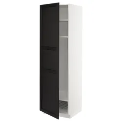 IKEA METOD(394.567.39) Высокий шкаф, полки/корзина, Белый/Лерхиттан окрашенный черным