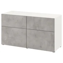 IKEA BESTÅ(194.178.57) поєднання полиці з дверцятами/шухлядами, Kallviken білий / світло-сірий ефект бетону