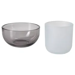 IKEA TALLTITA(706.070.24) Tealight Candle Holder, 2 шт., Серое/матовое стекло