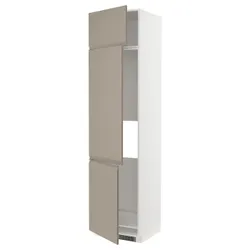 IKEA METOD(794.916.27) висока шафа для льоду/морозильна камера/3 двері, білий/Upplöv матовий темно-бежевий