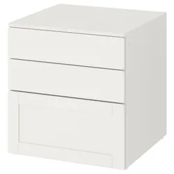 IKEA SMÅSTAD / PLATSA(793.875.84) комод, 3 ящика, белый белый / белая рамка