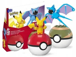 Набор конструктора MEGA CONSTRUX BLOCKS, 40 деталей, Покемоны Пикачу и Зубат + 2 покебола HXP12