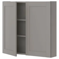 IKEA ENHET(093.236.75) підвісна шафа 2 полиці/двер, сіра/сіра рамка