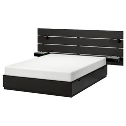 IKEA NORDLI (192.414.05) Каркас кровати с ящиком, изголовье, антрацит