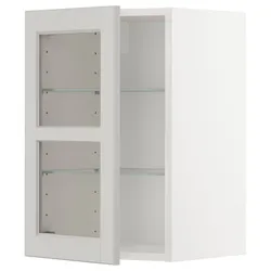 IKEA METOD(894.612.48) полупансион / стеклянная дверь, белый/лерхиттан светло-серый