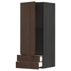 IKEA METOD / MAXIMERA(794.545.78) навесной шкаф, дверь/2 ящика, черный/синарп коричневый