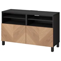 IKEA BESTÅ (294.204.87) Тумба під телевізор з дверцятами, blackbrąz / Hedeviken / Stubbarp okl dęb