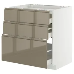 IKEA METOD / MAXIMERA(595.767.50) Sza St Pł/3FR/3SZU, белый/voxtorp Gloss Dark -Brown
