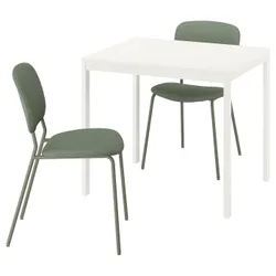 IKEA VIHALS / VIHALS(295.899.52) Стол и 2 стула, Белый/зеленый тибблби серый