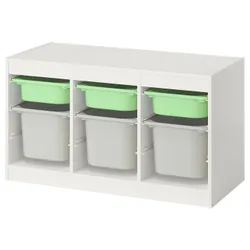 IKEA TROFAST(995.747.30) Полиця з контейнерами, Біло -світло -зелений/сірий