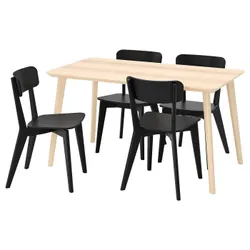 IKEA LISABO / LISABO(893.855.32) стол и 4 стула, ясеневый шпон / черный