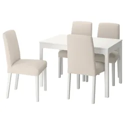 IKEA EKEDALEN / BERGMUND(594.082.24) стол и 4 стула, белый / бежевый Hallarp / белый