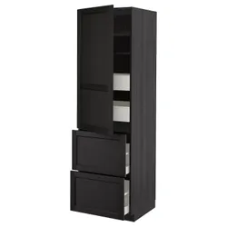 IKEA METOD / MAXIMERA(093.779.94) w sz z pół / 4 szu / drz / 2 fr, чорний/Lerhyttan чорний тонований