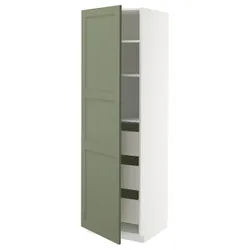 IKEA METOD / MAXIMERA(895.180.75) Высокий шкаф с ящиками, Biały/Axstad Greya -green