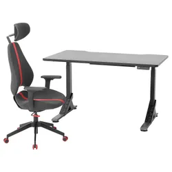 IKEA UPPSPEL / GRUPPSPEL(294.410.36) ігровий стіл і крісло, чорний / сірий