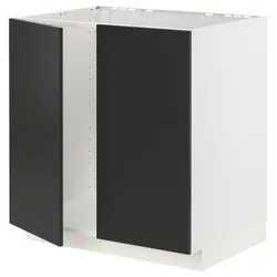 IKEA METOD(694.982.38) шкаф под раковину/2 двери, белый/Nickebo матовый антрацит