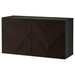 IKEA BESTÅ(494.261.53) шафа з дверцятами, чорно-коричневий хедевікен/дубовий шпон темно-коричневого кольору