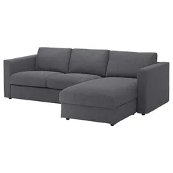 IKEA VIMLE (393.991.12) 3-местный диван, с козеткой / Gunnared средний серый