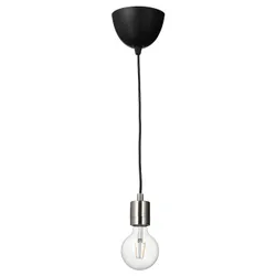 IKEA SKAFTET / LUNNOM(694.944.24) подвесной светильник с лампочкой, никелированный/прозрачный шар