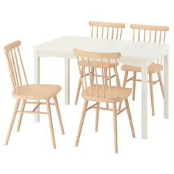 IKEA HAUGA / HÖGVED(696.124.65) Стіл та 4 стільці, Білий/Окл береза