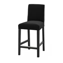 IKEA BERGMUND(394.196.38) Барний стілець зі спинкою, чорний/Djuparp темно-сірий