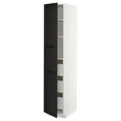 IKEA METOD / MAXIMERA(093.433.29) высокий шкаф с ящиками, белый/лерхиттан черная морилка