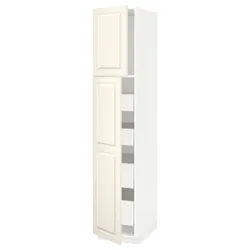 IKEA METOD / MAXIMERA(494.598.03) 2-дверный/4-ящный высокий шкаф, белый/кремовый Бодбин