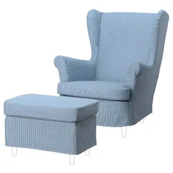 IKEA STRANDMON(495.825.15) Air и FootRest Covers, Sjölyckan Navy Blue/Beige Ptriceed