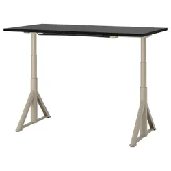 IKEA IDÅSEN(992.809.78) письмовий стіл з регулюванням висоти, чорний / бежевий