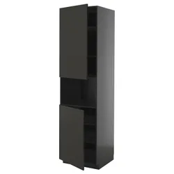 IKEA METOD(495.883.10) шоста висота мікро 2двер./пол, чорно-сірий/Nickebo матовий антрацит