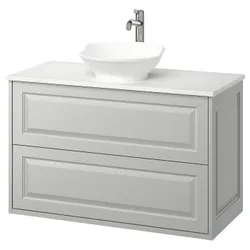 IKEA TÄNNFORSEN / VÄSTERSJÖN(395.683.41) Шафи для вимивання ящиками/миттям/акумулятором, світло -сірий/білий імітація мармуру