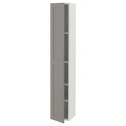 IKEA ENHET(393.224.91) висока шафа 4 полиці/двер, біло-сіра рамка