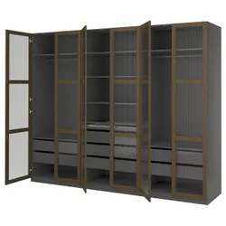 IKEA PAX / TONSTAD(795.667.07) Комбинация гардероба, Темно -серого коричневого/виновикового шпона из дубового стекла