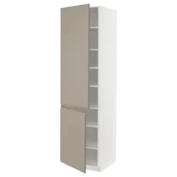 IKEA METOD(094.925.69) висока шафа з полицями/2 двері, білий/Upplöv матовий темно-бежевий