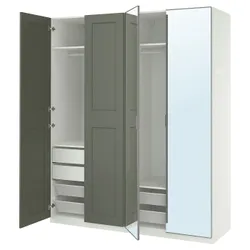 IKEA PAX / KAMMARTORP/GRIMO(395.784.96) Комбинация гардероба, Белое/серое зеркало