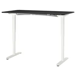 IKEA BEKANT(592.818.47) стол с регулируемой высотой, шпон ясеня, тонированный в черный/белый цвет