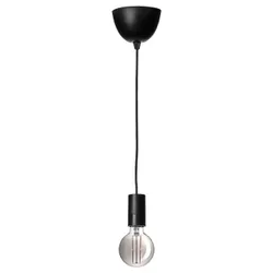 IKEA SUNNEBY / MOLNART (894.782.63) подвесной светильник с лампочкой, шар / серый прозрачное стекло черный