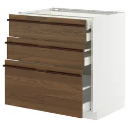 IKEA METOD / MAXIMERA(995.745.08) STJ 3FR/2N/WED/W., Белый/стенста темно -коричневый пепельный шпон