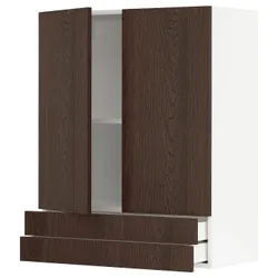 IKEA METOD / MAXIMERA(294.650.27) шафа, 2 двері / 2 ящика, білий/Сінарп коричневий