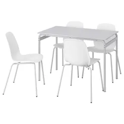 IKEA GRÅSALA / LIDÅS(494.972.73) стол и 4 стула, серый/белый белый
