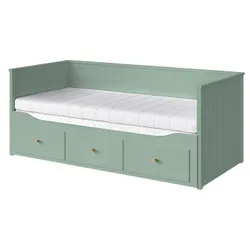 IKEA HEMNES(496.102.31) Уровень с 3 ящиками, 2 матрасами, Szarozielony/Åfjäll жестко