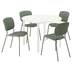 IKEA VIHALS / VIHALS(195.899.43) Стол и 4 стула, Белый/зеленый тибблби серый