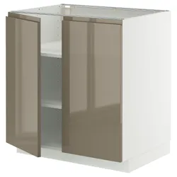 IKEA METOD(595.766.32) STJ Шкаф/полки/2 двери, белый/voxtorp Gloss Dark -Brown