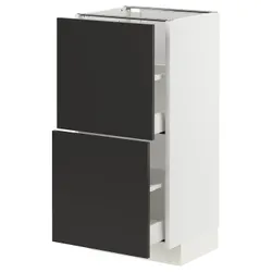 IKEA METOD / MAXIMERA(494.982.58) напольный шкаф с 2 ящиками, белый/Nickebo матовый антрацит