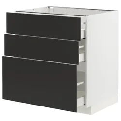 IKEA METOD / MAXIMERA(194.984.67) нижня шафа з 3 ящиками, білий/матовий антрацит Nickebo