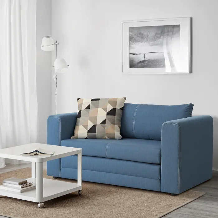 Купить IKEA ASKEBY Диван-кровать 2-местный, Knisa средний синий(705.148.45) лучшая цена — PlMebli