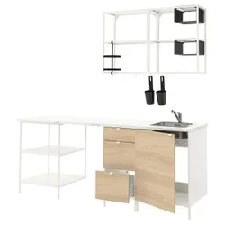 IKEA ENHET (793.378.29) кухня, белый / имитация дуб