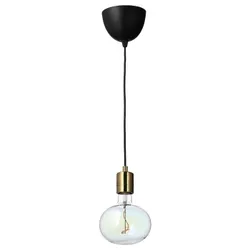 IKEA SKAFTET / MOLNART(294.945.29) подвесной светильник с лампочкой, латунь/эллипс многоцветный