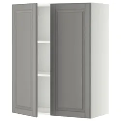 IKEA METOD(794.639.45) навісна шафа з полицями / 2 двер, білий / Bodbyn сірий